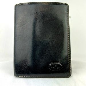 Cuoiera Fiorentina black leather bi-fold wallet with gold lining